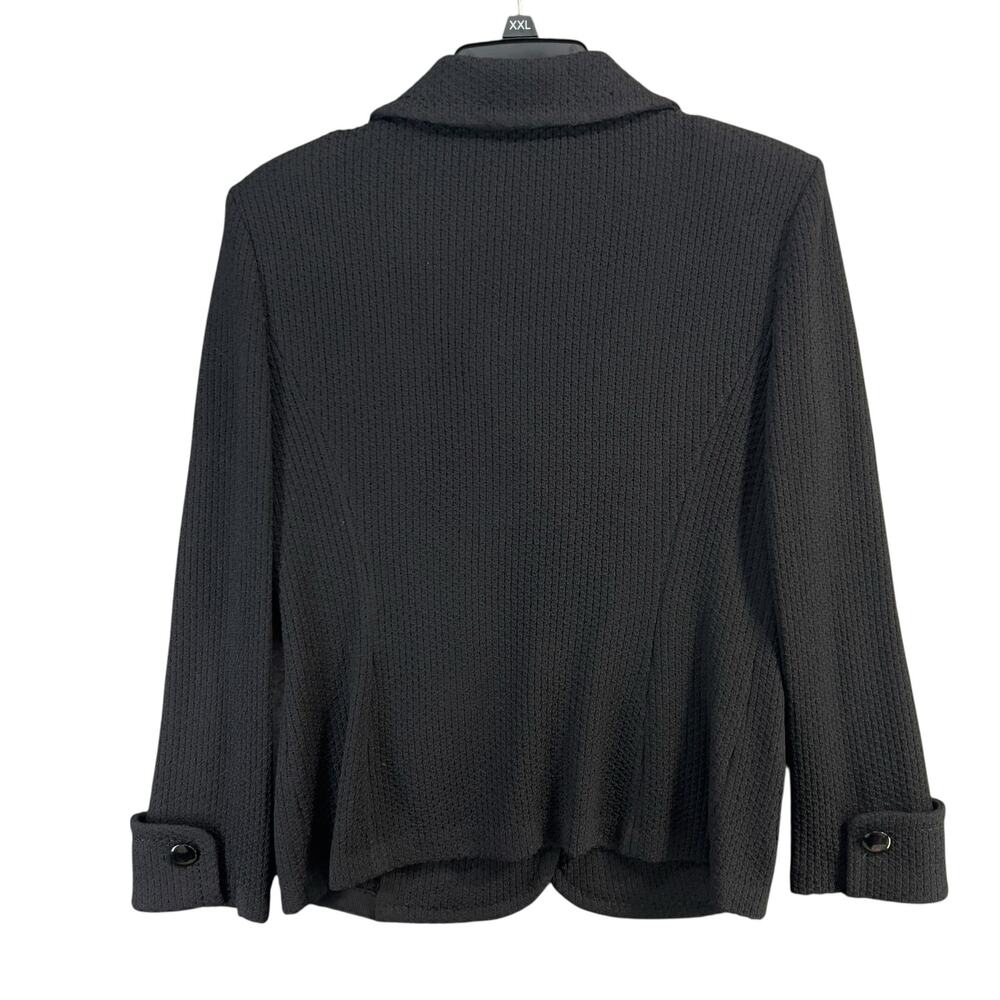 St John Caviar Santana Knit Blazer Jacket Women 6 Black Button Pockets Old Money - Picture 6 of 15